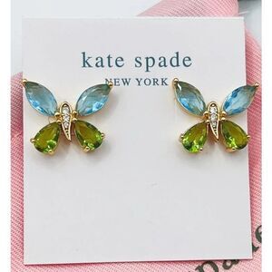Kate Spade NEW crystal butterfly earrings blue green